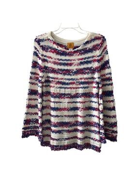 Ruby Rd Size M Vibrant Patriotic Knit Pullover Sweater Cozy Flared Sleeve